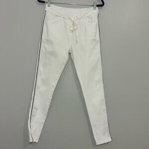 Venti6 White Rhinestone Side Stipe Joggers Size Small